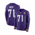 Men's Nike Minnesota Vikings #71 Riley Reiff Limited Purple Therma Long Sleeve NFL Jersey
