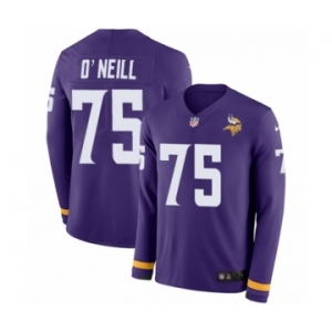 Men's Nike Minnesota Vikings #75 Brian O'Neill Limited Purple Therma Long Sleeve NFL Jersey
