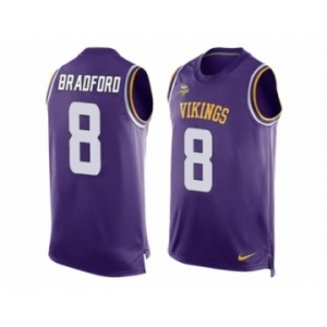 Men's Nike Minnesota Vikings #8 Sam Bradford Limited Purple Player Name & Number Tank Top NFL Jersey