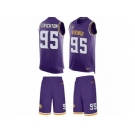 Men's Nike Minnesota Vikings #95 Scott Crichton Limited Purple Tank Top Suit NFL Jersey