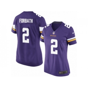 Women Nike Minnesota Vikings #2 Kai Forbath Game Purple Team Color NFL Jersey