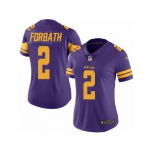 Women Nike Minnesota Vikings #2 Kai Forbath Limited Purple Rush Vapor Untouchable NFL Jersey