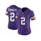 Women Nike Minnesota Vikings #2 Kai Forbath Purple Team Color Vapor Untouchable Limited Player NFL Jersey