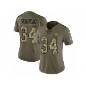 Women Nike Minnesota Vikings #34 Andrew Sendejo Limited Olive Camo 2017 Salute to Service NFL Jersey