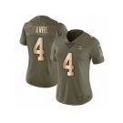 Women Nike Minnesota Vikings #4 Brett Favre Limited Olive Gold 2017 Salute to Service NFL Jersey