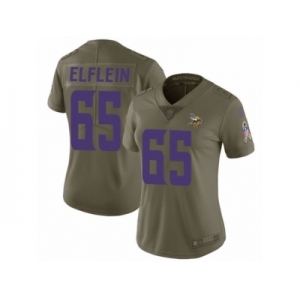 Women Nike Minnesota Vikings #65 Pat Elflein Limited Olive 2017 Salute to Service NFL Jersey