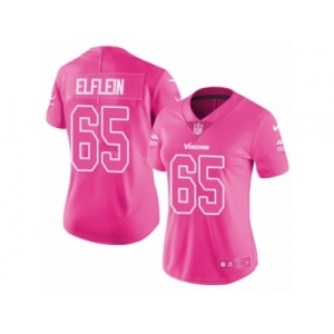 Women Nike Minnesota Vikings #65 Pat Elflein Limited Pink Rush Fashion NFL Jersey