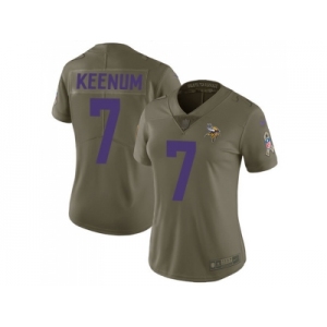 Women Nike Minnesota Vikings #7 Case Keenum Olive Stitched NFL Limited 2017 Salute to Service Jersey