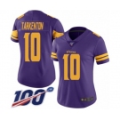 Women's Minnesota Vikings #10 Fran Tarkenton Limited Purple Rush Vapor Untouchable 100th Season Football Jersey