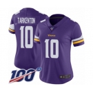 Women's Minnesota Vikings #10 Fran Tarkenton Purple Team Color Vapor Untouchable Limited Player 100th Season Football Jersey