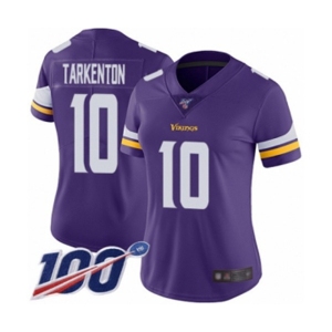 Women's Minnesota Vikings #10 Fran Tarkenton Purple Team Color Vapor Untouchable Limited Player 100th Season Football Jersey