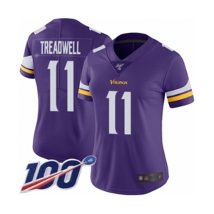 Women's Minnesota Vikings #11 Laquon Treadwell Purple Team Color Vapor Untouchable Limited Player 100th Season Football Jersey