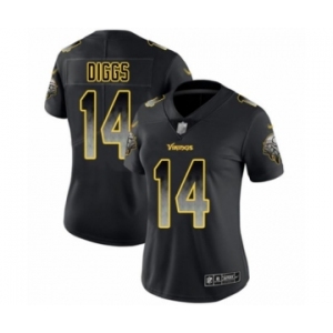 Women's Minnesota Vikings #14 Stefon Diggs Limited Black Smoke Fashion Football Jersey