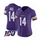 Women's Minnesota Vikings #14 Stefon Diggs Purple Team Color Vapor Untouchable Limited Player 100th Season Football Jersey