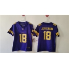 Women's Minnesota Vikings #18 Justin Jefferson Purple Color Rush F.U.S.E. Limited Football Stitched Jersey