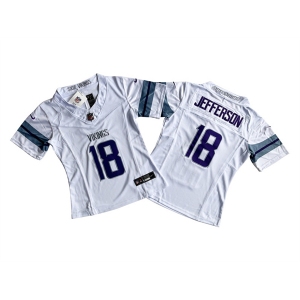 Women's Minnesota Vikings #18 Justin Jefferson White 2024 F.U.S.E Winter Warrior Limited Jersey