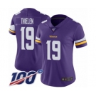 Women's Minnesota Vikings #19 Adam Thielen Purple Team Color Vapor Untouchable Limited Player 100th Season Football Jersey