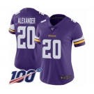 Women's Minnesota Vikings #20 Mackensie Alexander Purple Team Color Vapor Untouchable Limited Player 100th Season Football Jersey