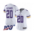 Women's Minnesota Vikings #20 Mackensie Alexander White Vapor Untouchable Limited Player 100th Season Football Jersey