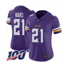 Women's Minnesota Vikings #21 Mike Hughes Purple Team Color Vapor Untouchable Limited Player 100th Season Football Jers