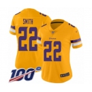 Women's Minnesota Vikings #22 Harrison Smith Limited Gold Inverted Legend 100th Season Football Jersey