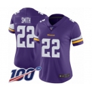 Women's Minnesota Vikings #22 Harrison Smith Purple Team Color Vapor Untouchable Limited Player 100th Season Football Jersey