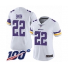 Women's Minnesota Vikings #22 Harrison Smith White Vapor Untouchable Limited Player 100th Season Football Jersey