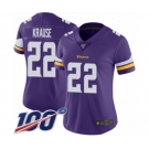 Women's Minnesota Vikings #22 Paul Krause Purple Team Color Vapor Untouchable Limited Player 100th Season Football Jersey