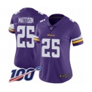 Women's Minnesota Vikings #25 Alexander Mattison Purple Team Color Vapor Untouchable Limited Player 100th Season Football Jersey