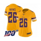 Women's Minnesota Vikings #26 Trae Waynes Limited Gold Inverted Legend 100th Season Football Jersey