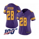 Women's Minnesota Vikings #28 Adrian Peterson Limited Purple Rush Vapor Untouchable 100th Season Football Jersey