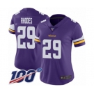 Women's Minnesota Vikings #29 Xavier Rhodes Purple Team Color Vapor Untouchable Limited Player 100th Season Football Jersey