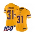 Women's Minnesota Vikings #31 Ameer Abdullah Limited Gold Inverted Legend 100th Season Football Jersey