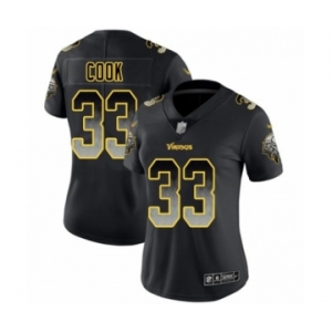 Women's Minnesota Vikings #33 Dalvin Cook Limited Black Smoke Fashion Football Jersey