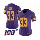 Women's Minnesota Vikings #33 Dalvin Cook Limited Purple Rush Vapor Untouchable 100th Season Football Jersey