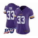 Women's Minnesota Vikings #33 Dalvin Cook Purple Team Color Vapor Untouchable Limited Player 100th Season Football Jersey