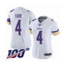 Women's Minnesota Vikings #4 Brett Favre White Vapor Untouchable Limited Player 100th Season Football Jersey