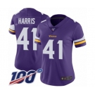 Women's Minnesota Vikings #41 Anthony Harris Purple Team Color Vapor Untouchable Limited Player 100th Season Football Jersey