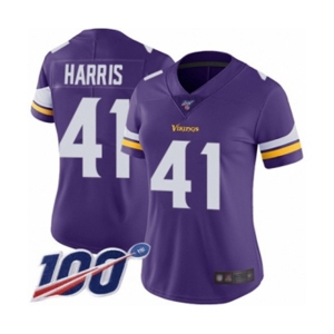 Women's Minnesota Vikings #41 Anthony Harris Purple Team Color Vapor Untouchable Limited Player 100th Season Football Jersey