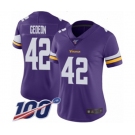 Women's Minnesota Vikings #42 Ben Gedeon Purple Team Color Vapor Untouchable Limited Player 100th Season Football Jersey