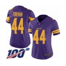 Women's Minnesota Vikings #44 Chuck Foreman Limited Purple Rush Vapor Untouchable 100th Season Football Jersey