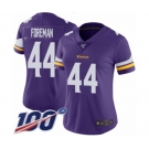 Women's Minnesota Vikings #44 Chuck Foreman Purple Team Color Vapor Untouchable Limited Player 100th Season Football Jersey