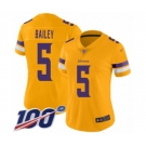 Women's Minnesota Vikings #5 Dan Bailey Limited Gold Inverted Legend 100th Season Football Jersey