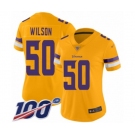 Women's Minnesota Vikings #50 Eric Wilson Limited Gold Inverted Legend 100th Season Football Jersey