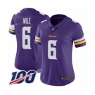 Women's Minnesota Vikings #6 Matt Wile Purple Team Color Vapor Untouchable Limited Player 100th Season Football Jersey