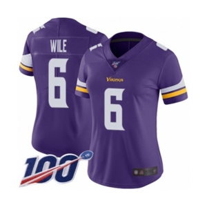 Women's Minnesota Vikings #6 Matt Wile Purple Team Color Vapor Untouchable Limited Player 100th Season Football Jersey