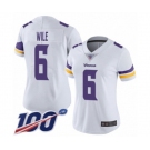 Women's Minnesota Vikings #6 Matt Wile White Vapor Untouchable Limited Player 100th Season Football Jersey