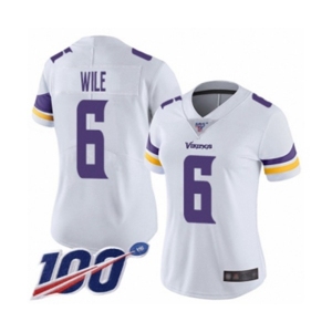 Women's Minnesota Vikings #6 Matt Wile White Vapor Untouchable Limited Player 100th Season Football Jersey