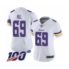 Women's Minnesota Vikings #69 Rashod Hill White Vapor Untouchable Limited Player 100th Season Football Jersey