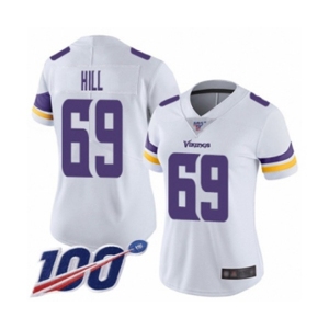 Women's Minnesota Vikings #69 Rashod Hill White Vapor Untouchable Limited Player 100th Season Football Jersey